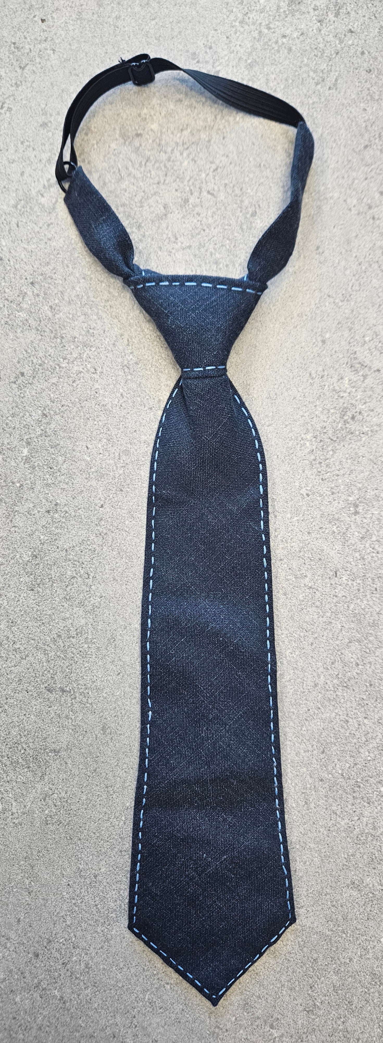 SALE One Varones Boys Tie - Navy With Pale Blue Stitching