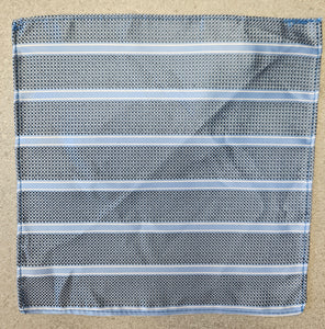 One Varones Boys Pocket Square:- Pale Blue Stripe