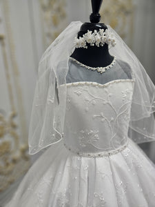 SALE COMMUNION DRESS Linzi Jay Girls White Communion Dress:- LWCD100