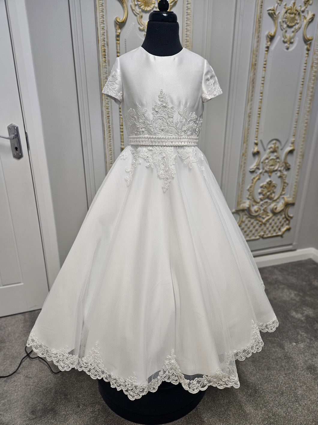 Isabella Girls White Communion Dress:- IS26340