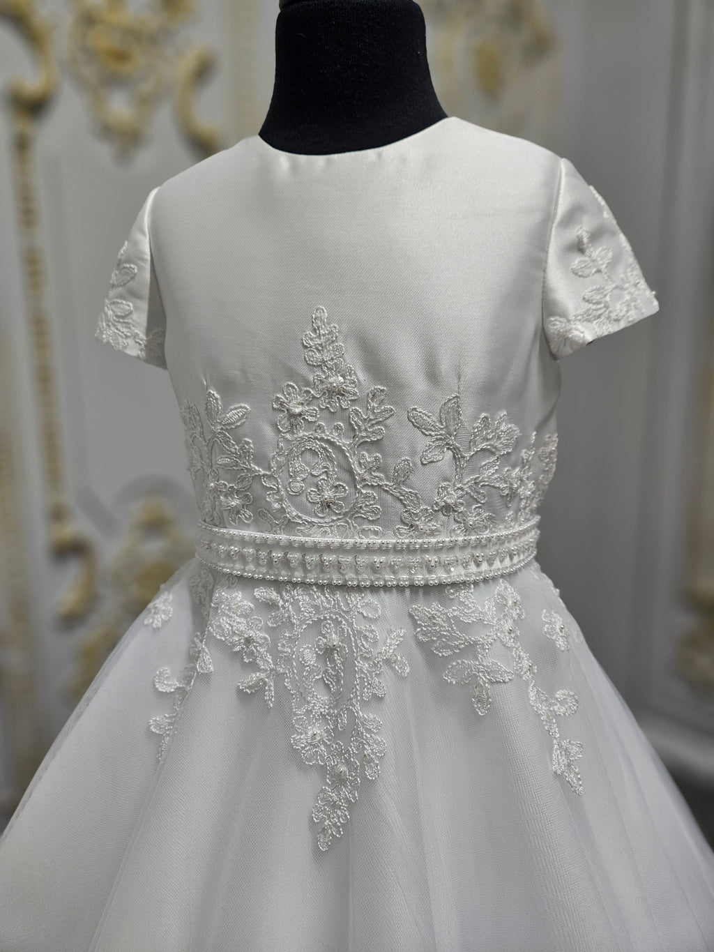 Isabella Girls White Communion Dress:- IS26340