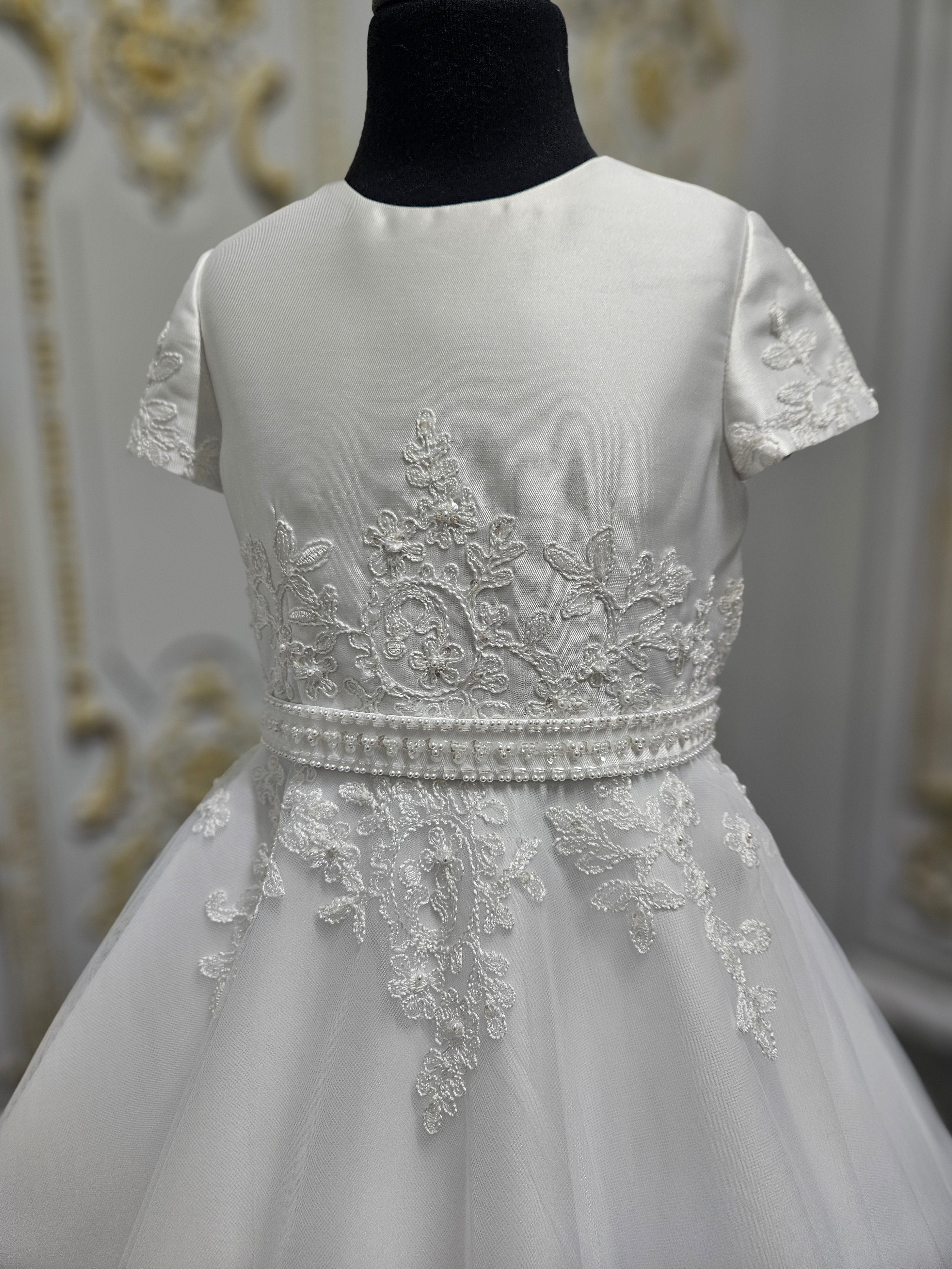 Isabella Girls White Communion Dress:- IS26340