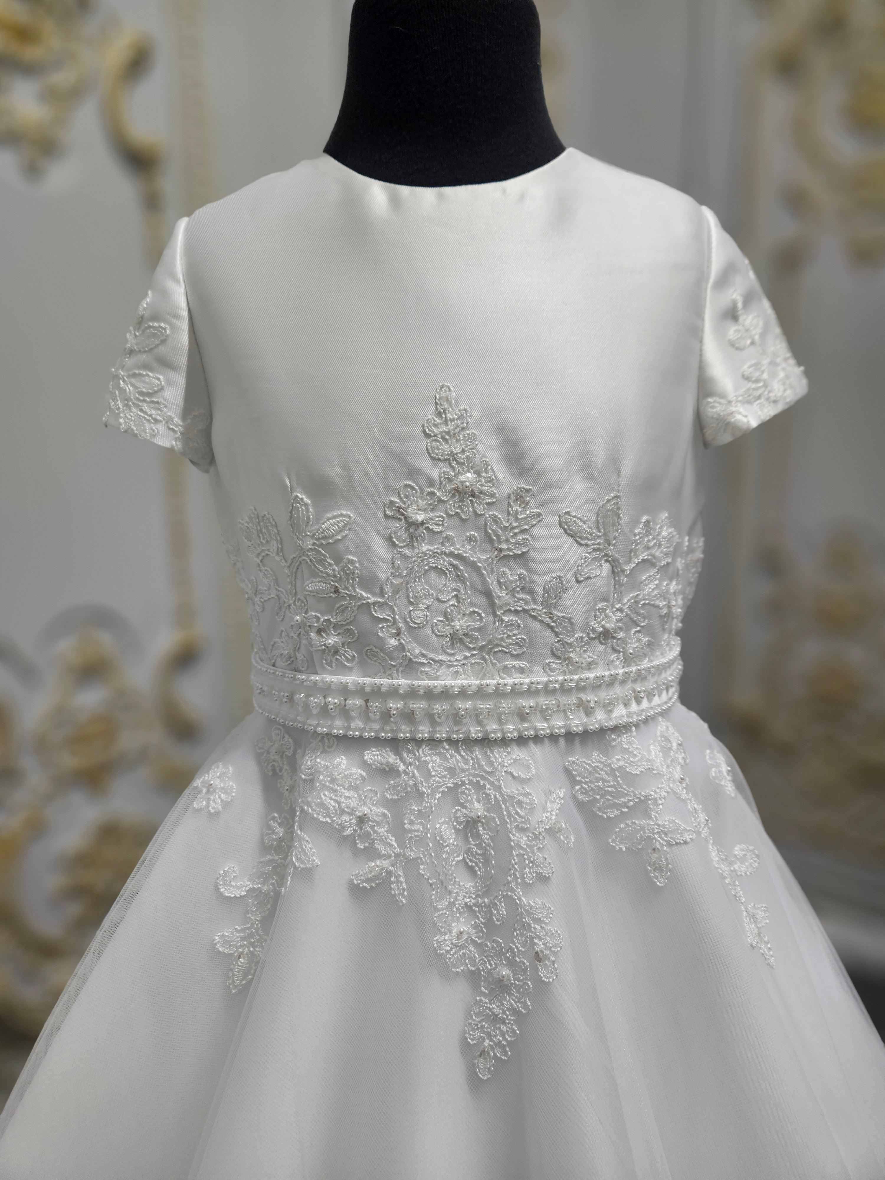 Isabella Girls White Communion Dress:- IS26340