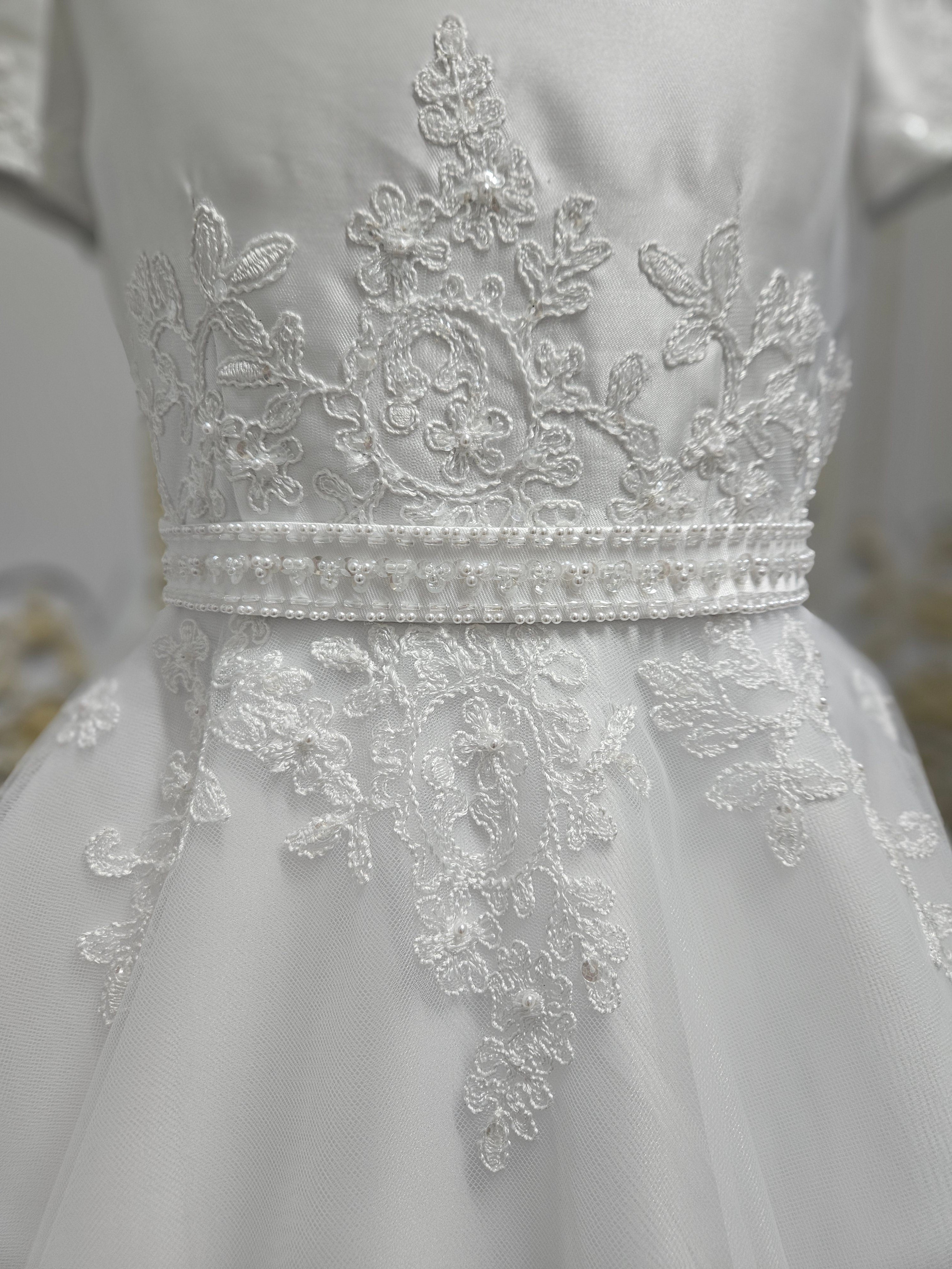 Isabella Girls White Communion Dress:- IS26340