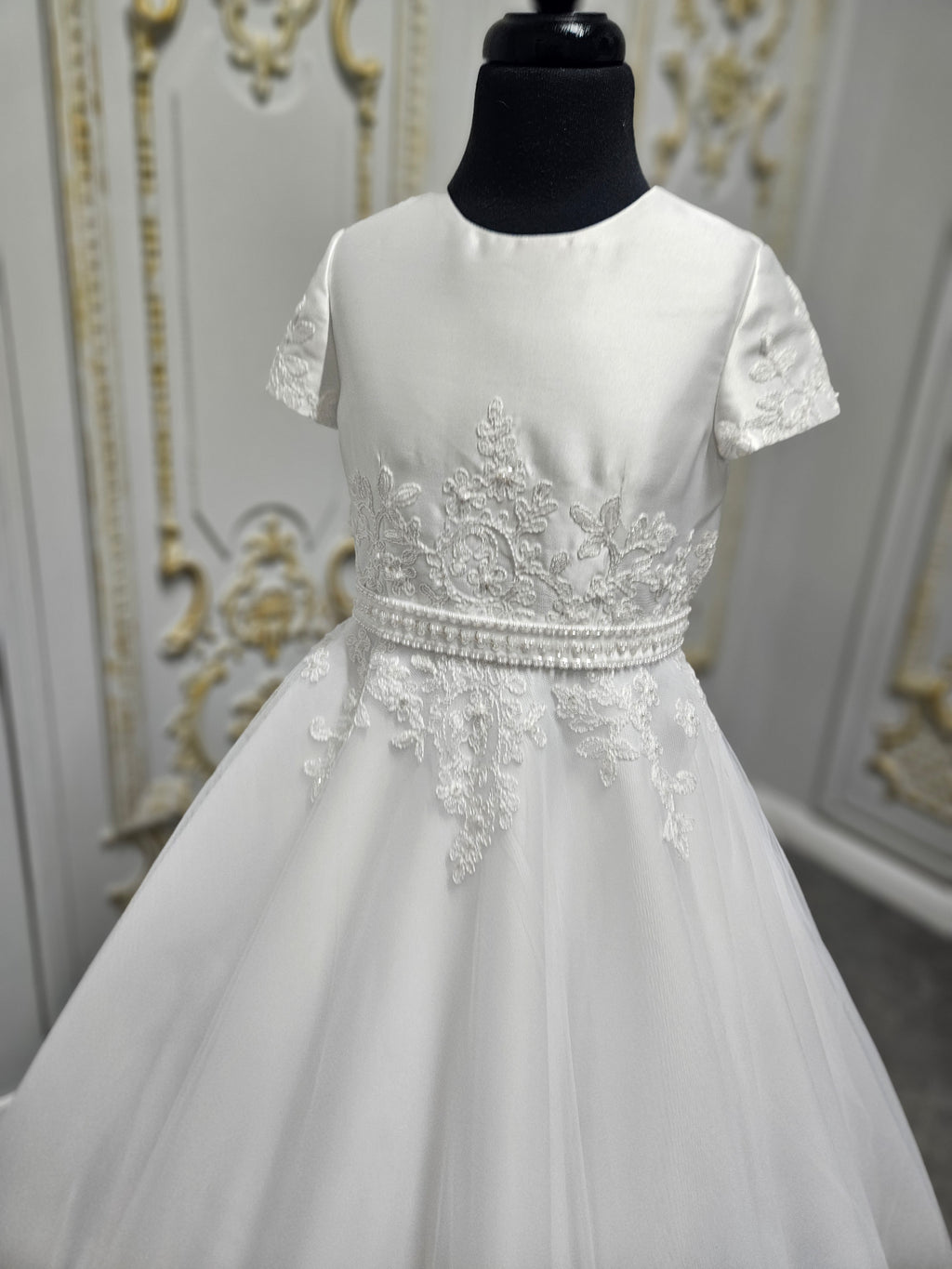 Isabella Girls White Communion Dress:- IS26340