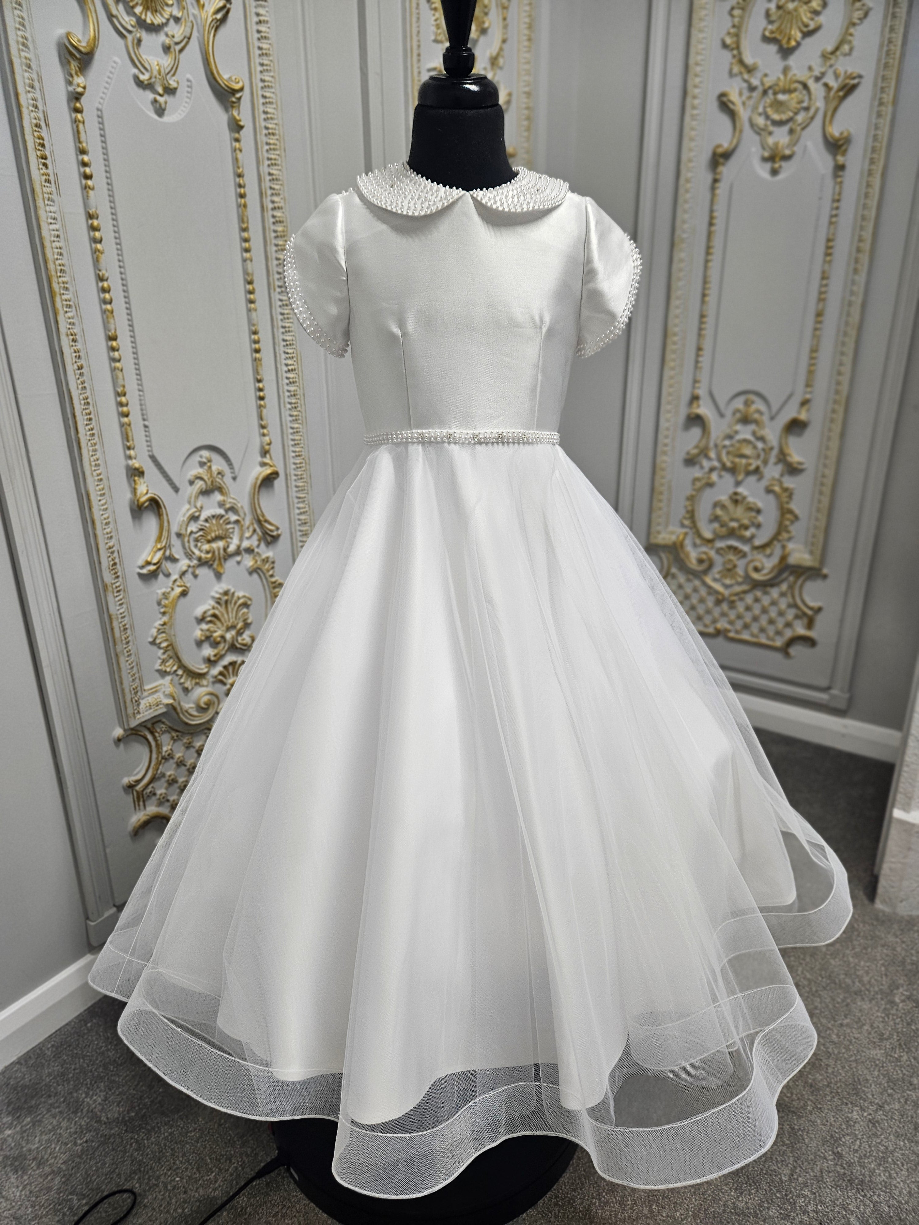 Isabella Girls White Communion Dress:- IS26300