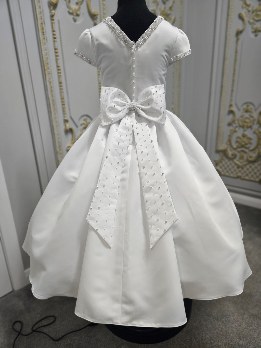 COMMUNION DRESS KINDLE EXCLUSIVE Sweetie Pie Girls White Communion Dress:-KD584