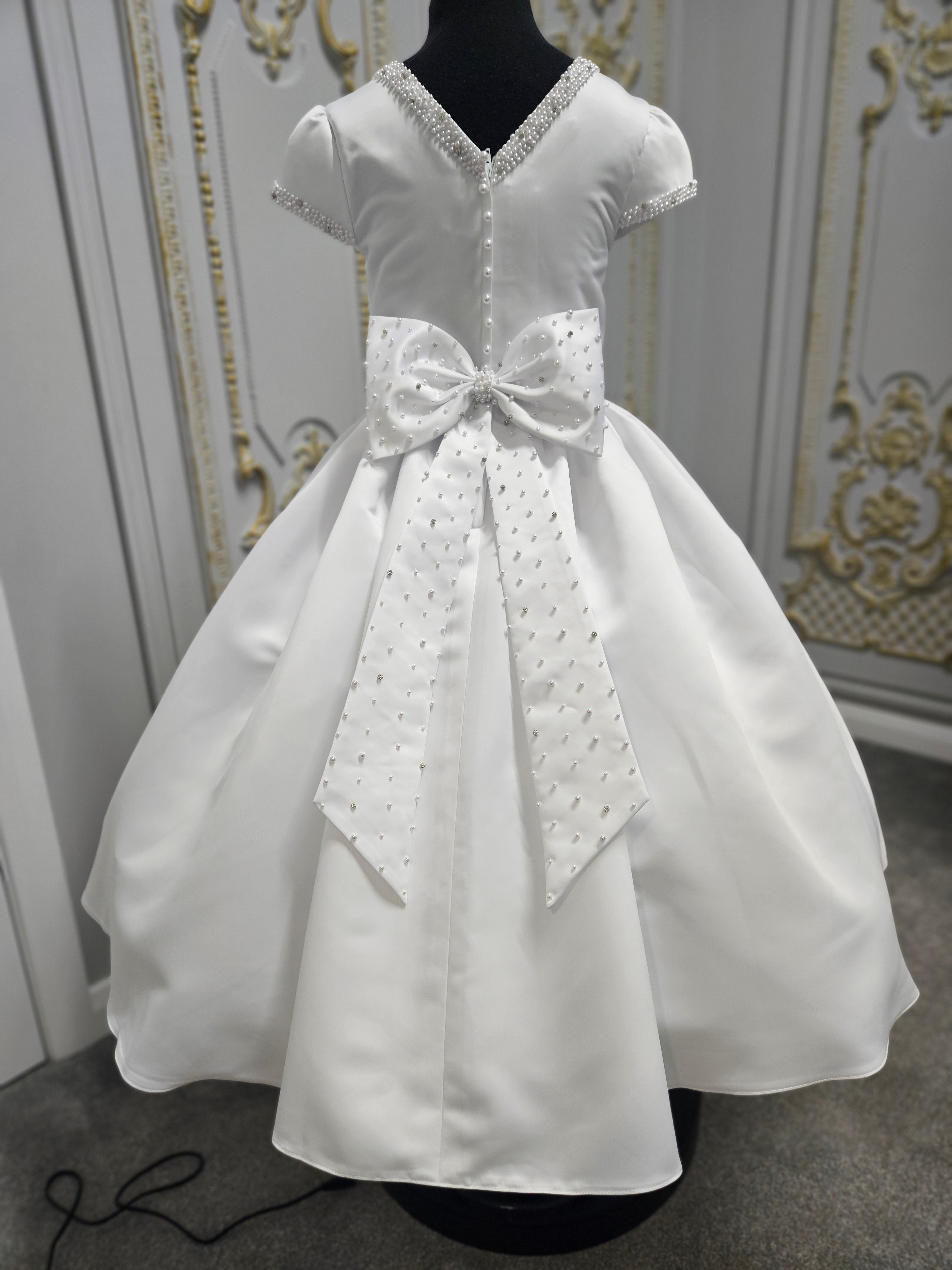 COMMUNION DRESS KINDLE EXCLUSIVE Sweetie Pie Girls White Communion Dress:-KD584
