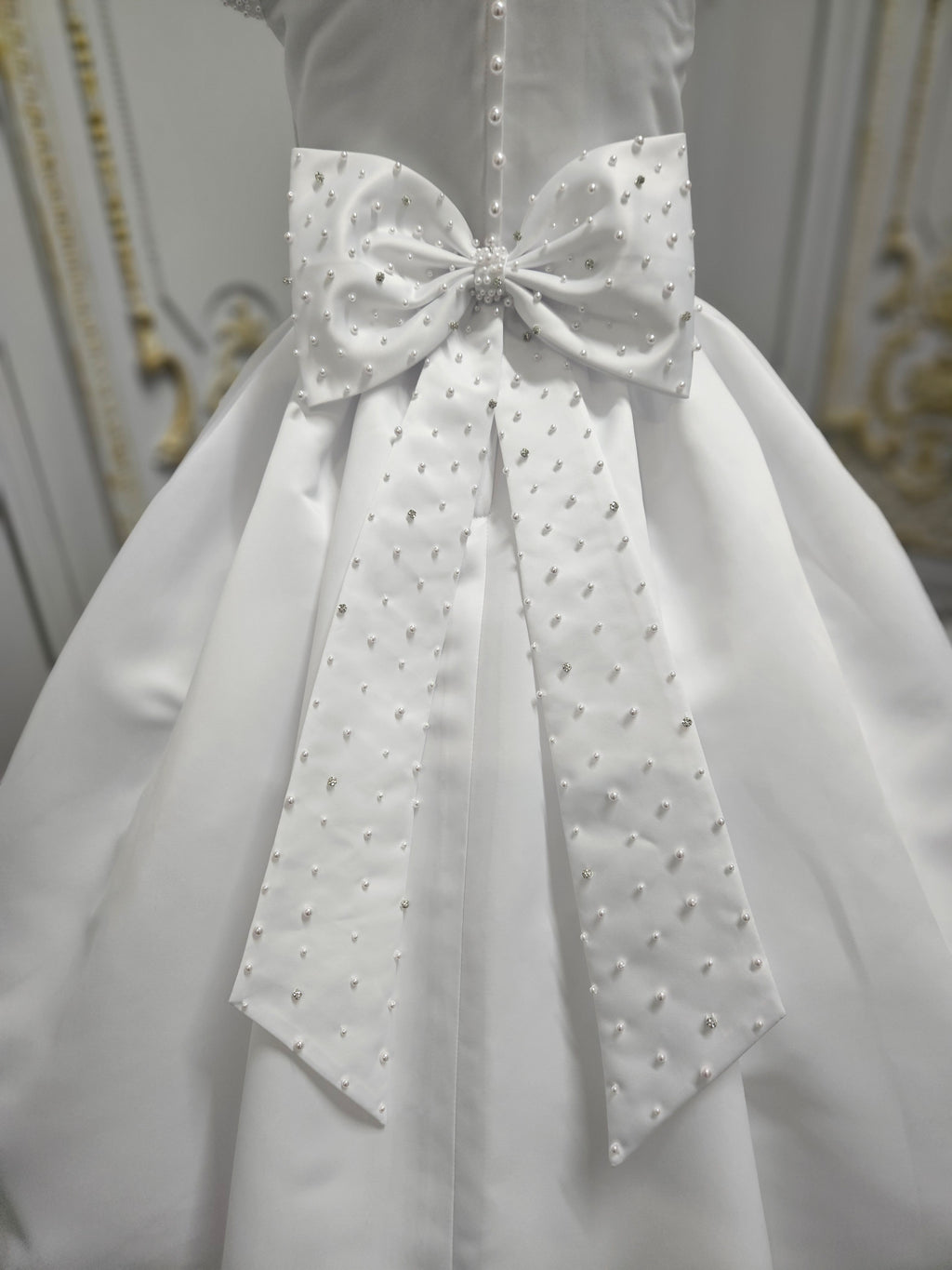 COMMUNION DRESS KINDLE EXCLUSIVE Sweetie Pie Girls White Communion Dress:-KD584
