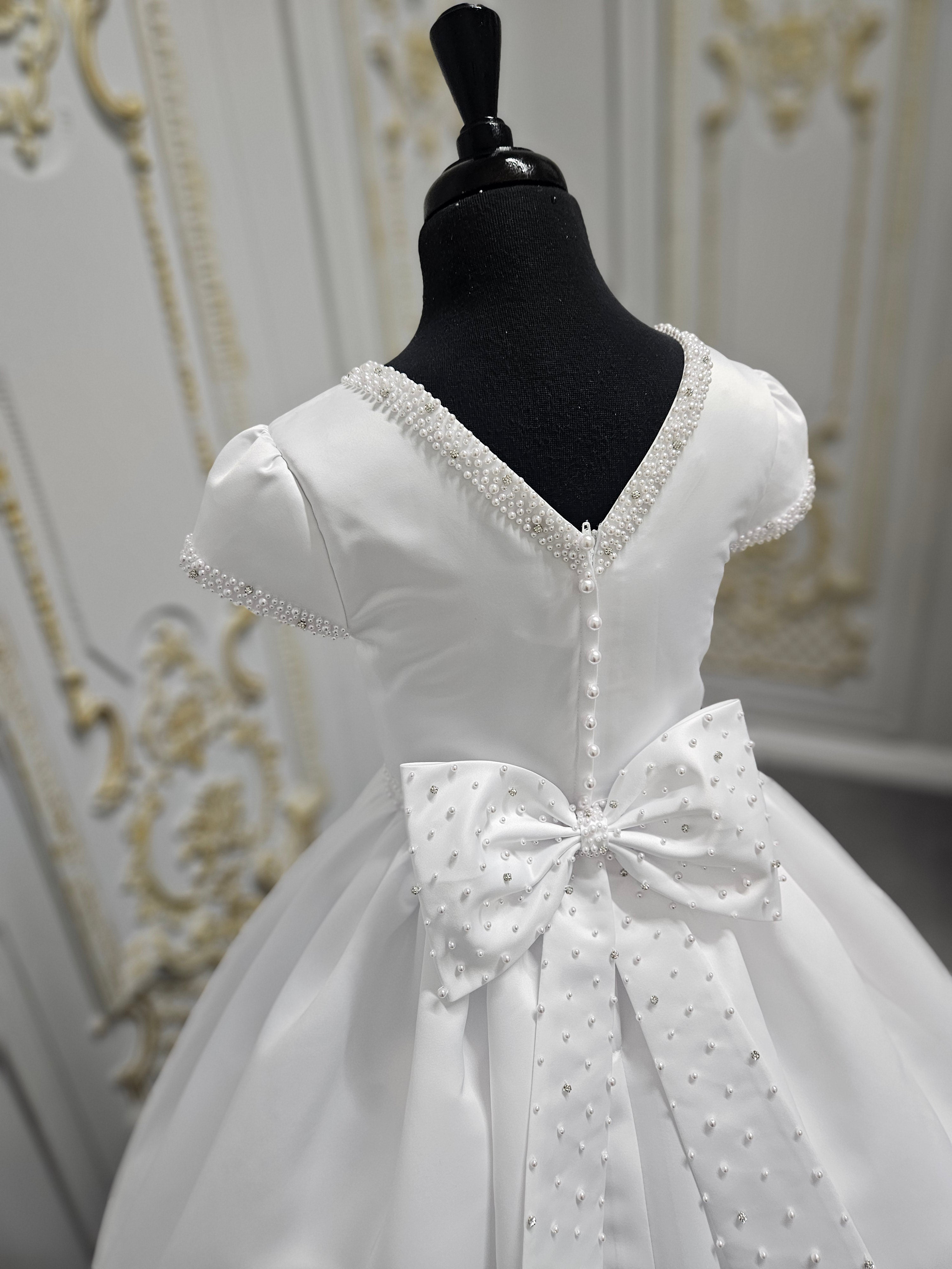 COMMUNION DRESS KINDLE EXCLUSIVE Sweetie Pie Girls White Communion Dress:-KD584