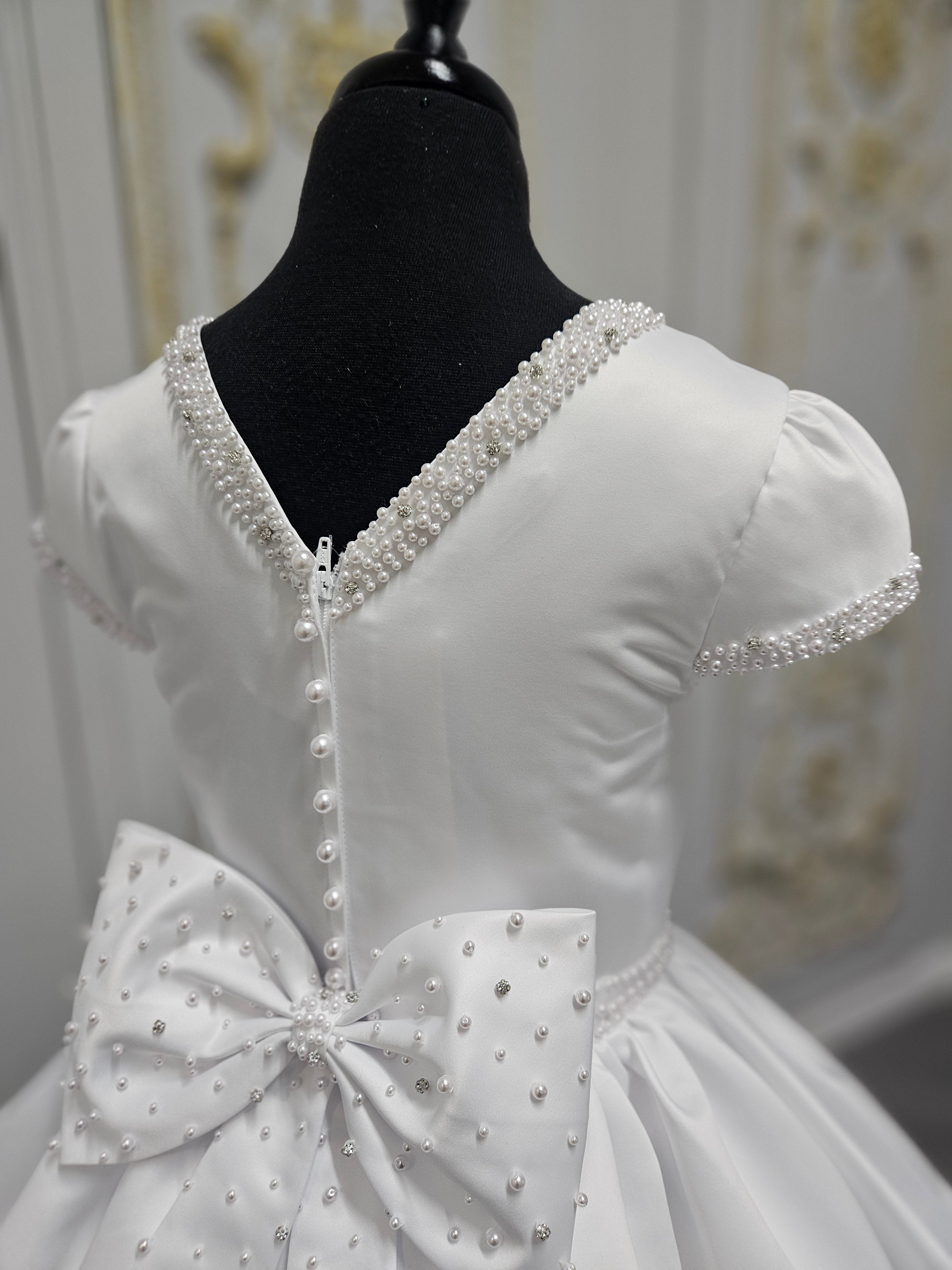 COMMUNION DRESS KINDLE EXCLUSIVE Sweetie Pie Girls White Communion Dress:-KD584