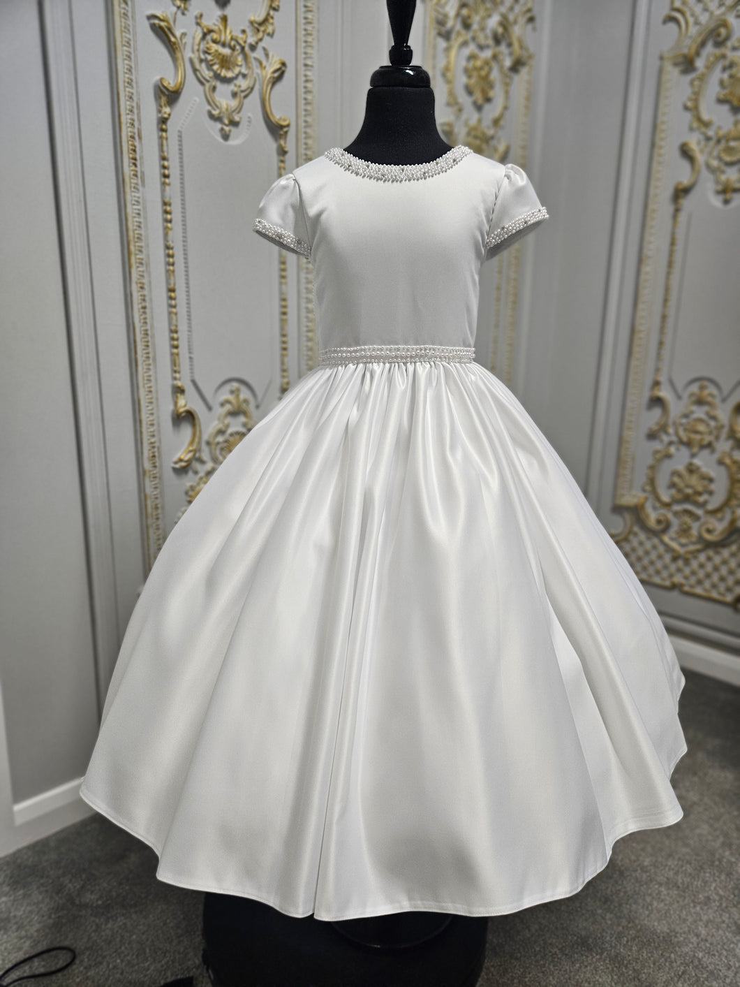 COMMUNION DRESS KINDLE EXCLUSIVE Sweetie Pie Girls White Communion Dress:-KD584