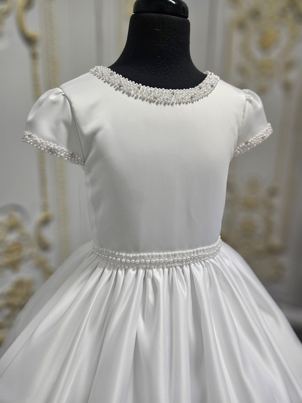 COMMUNION DRESS KINDLE EXCLUSIVE Sweetie Pie Girls White Communion Dress:-KD584