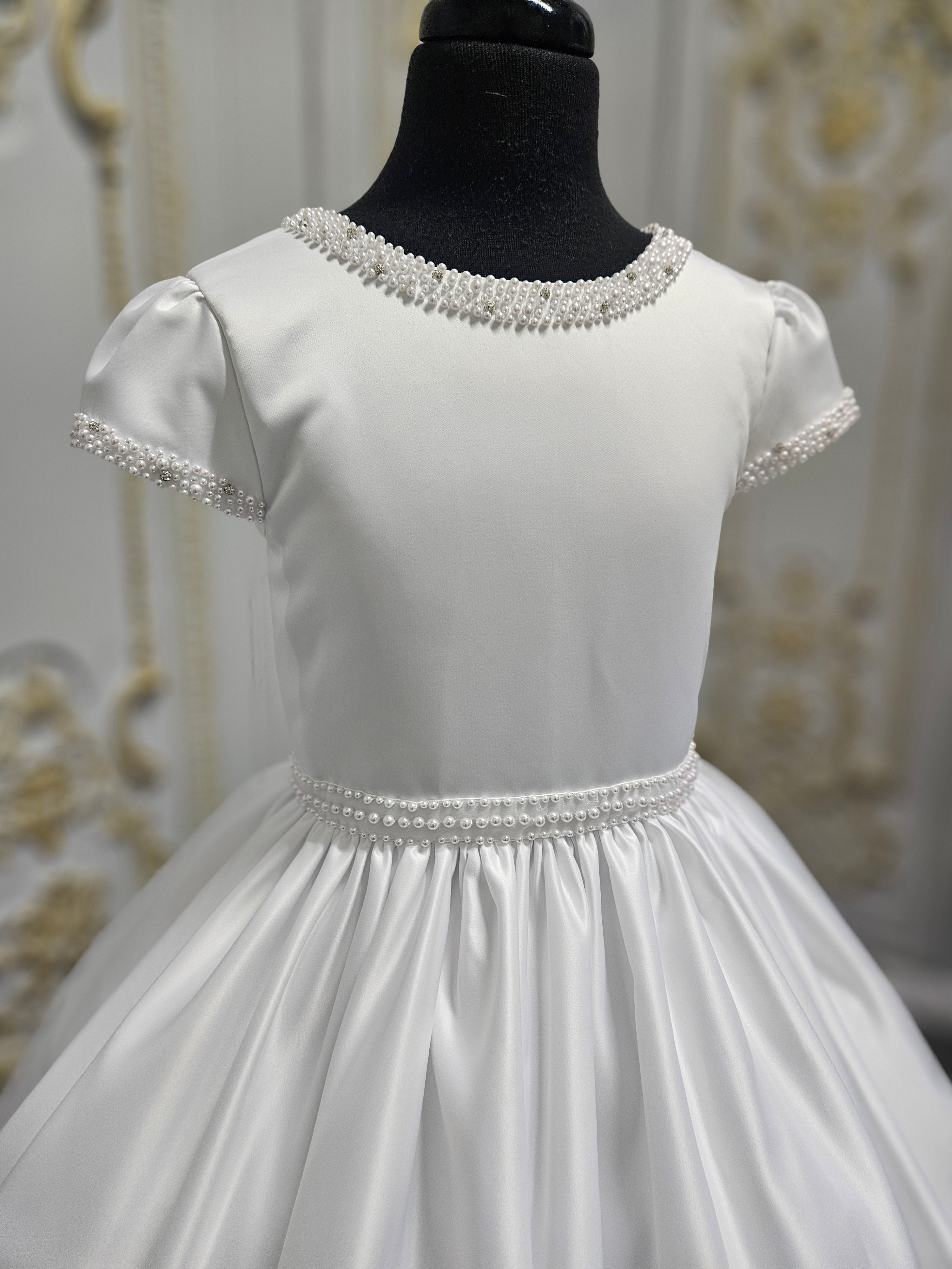 COMMUNION DRESS KINDLE EXCLUSIVE Sweetie Pie Girls White Communion Dress:-KD584