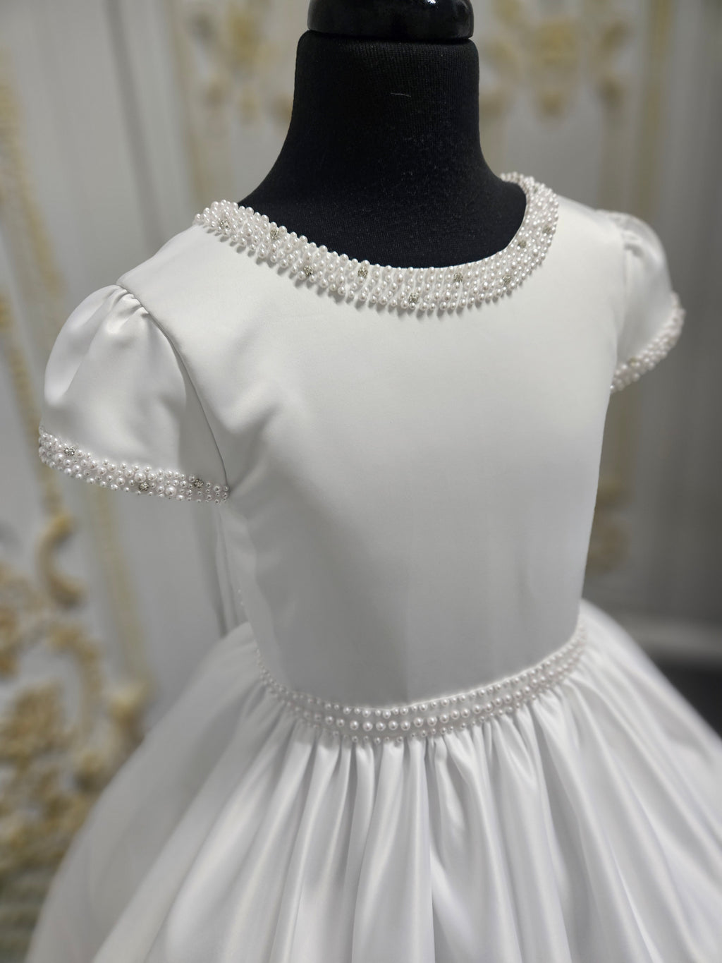 COMMUNION DRESS KINDLE EXCLUSIVE Sweetie Pie Girls White Communion Dress:-KD584