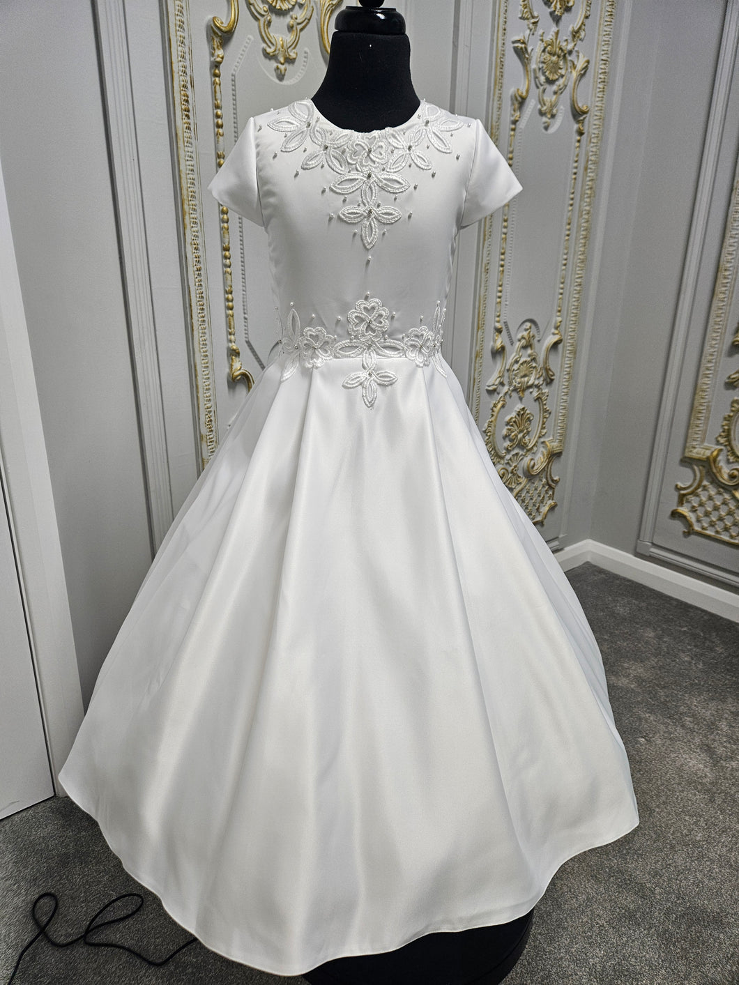COMMUNION DRESS KINDLE EXCLUSIVE Sweetie Pie Girls White Communion Dress:-KD585