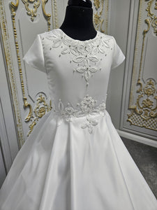 COMMUNION DRESS KINDLE EXCLUSIVE Sweetie Pie Girls White Communion Dress:-KD585