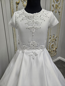 COMMUNION DRESS KINDLE EXCLUSIVE Sweetie Pie Girls White Communion Dress:-KD585