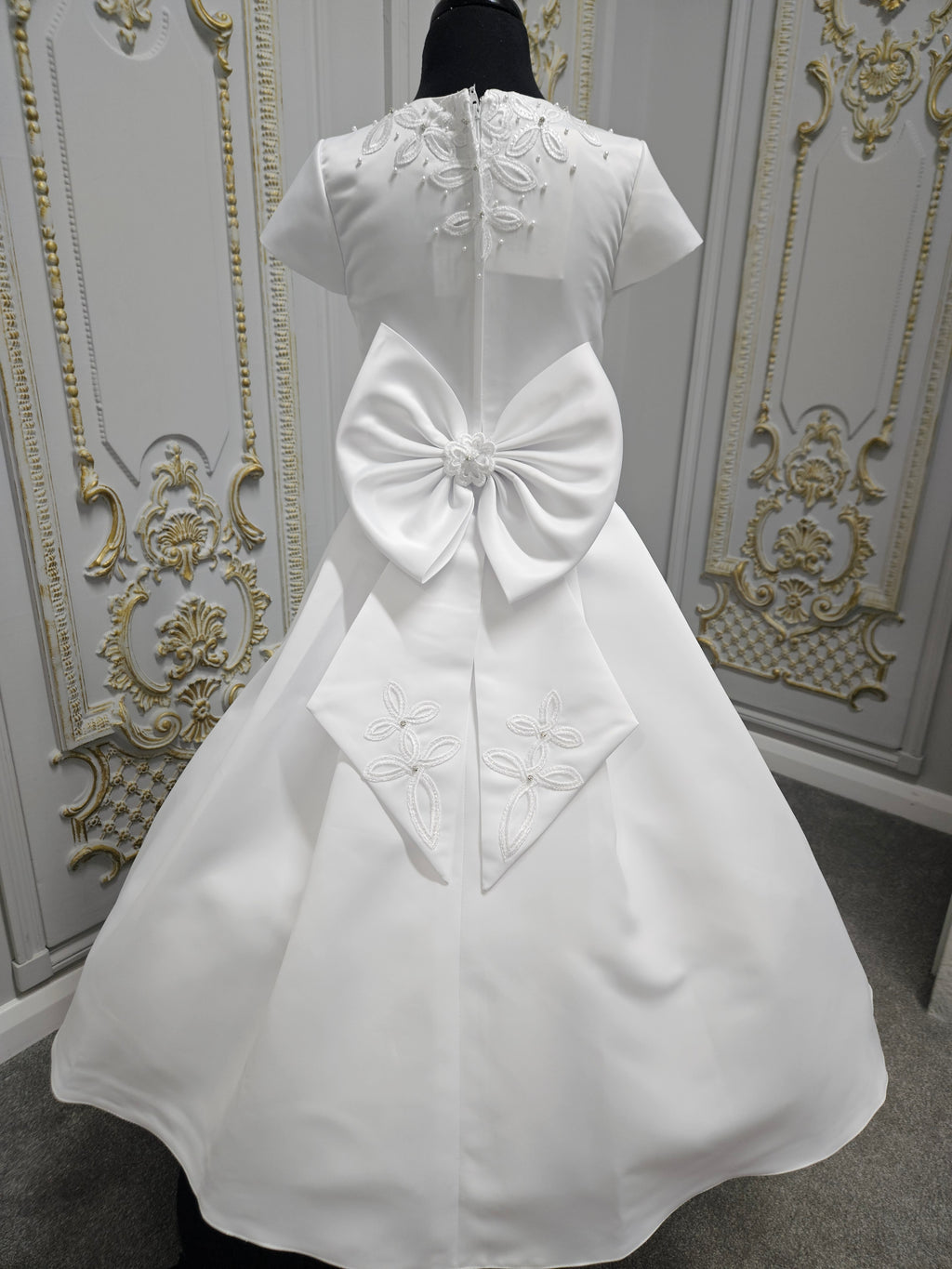 COMMUNION DRESS KINDLE EXCLUSIVE Sweetie Pie Girls White Communion Dress:-KD585