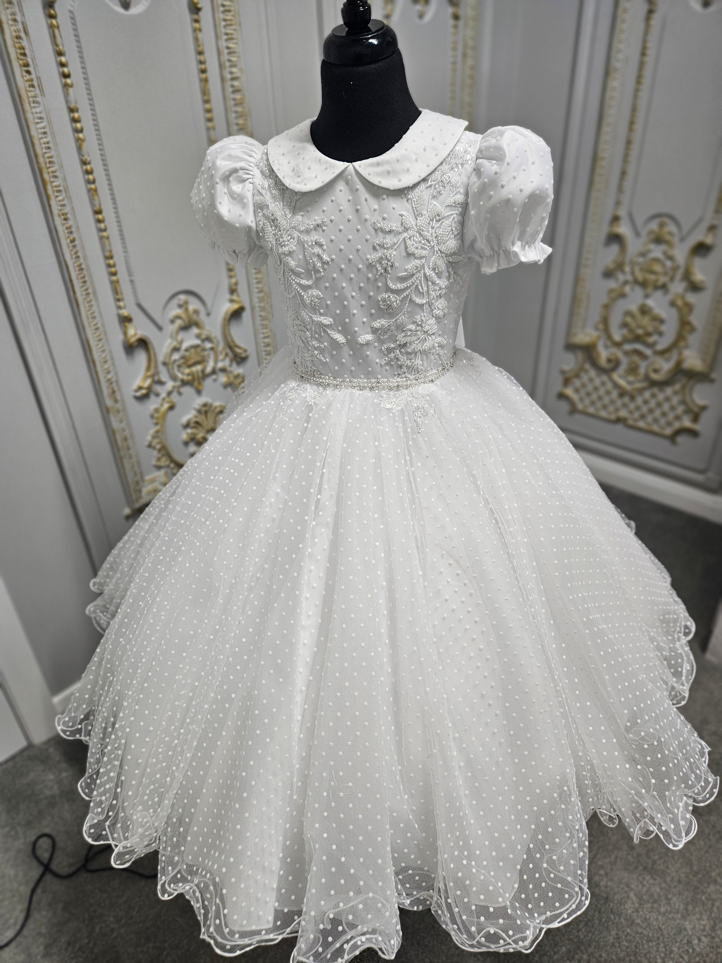 COMMUNION DRESS KINDLE EXCLUSIVE Sweetie Pie Girls White Communion Dress:-KD586