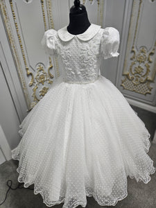 COMMUNION DRESS KINDLE EXCLUSIVE Sweetie Pie Girls White Communion Dress:-KD586