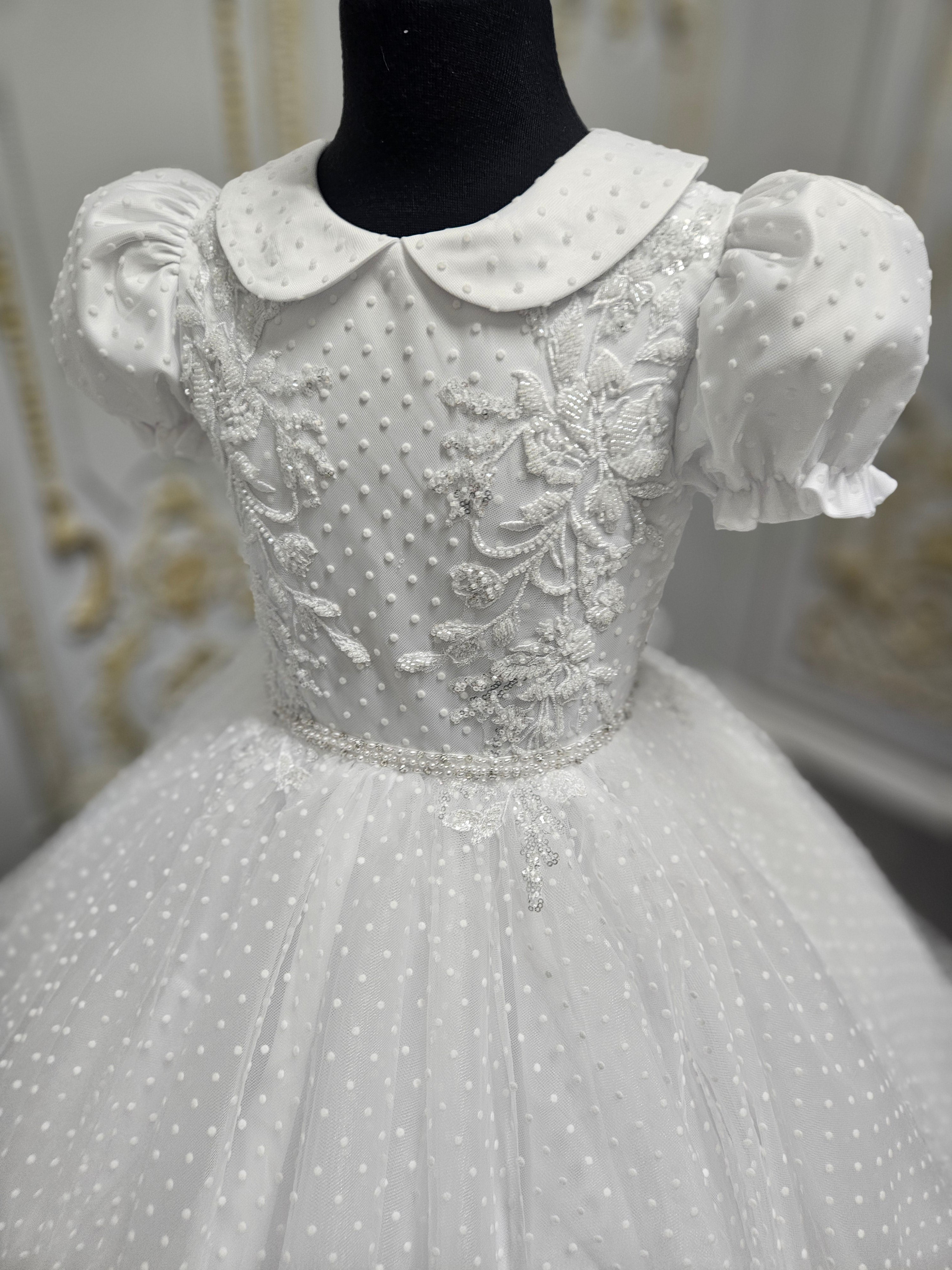 COMMUNION DRESS KINDLE EXCLUSIVE Sweetie Pie Girls White Communion Dress:-KD586