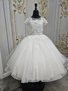 COMMUNION DRESS KINDLE EXCLUSIVE Sweetie Pie Girls White Communion Dress:-KD578