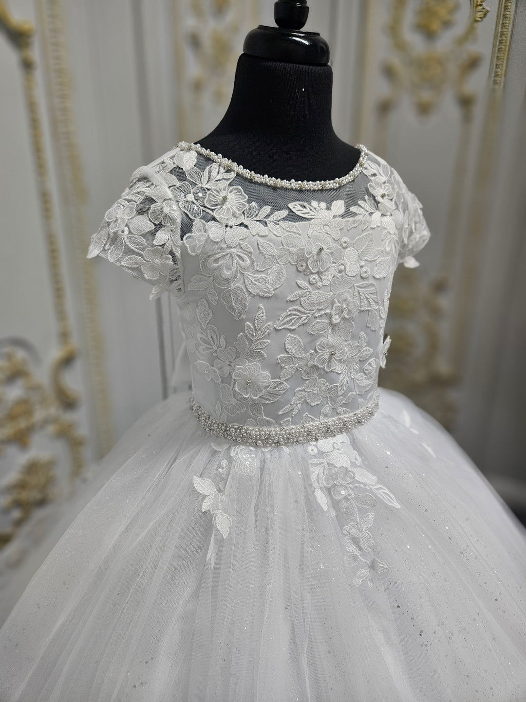 COMMUNION DRESS KINDLE EXCLUSIVE Sweetie Pie Girls White Communion Dress:-KD578