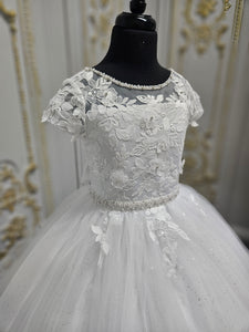 COMMUNION DRESS KINDLE EXCLUSIVE Sweetie Pie Girls White Communion Dress:-KD578