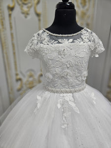 COMMUNION DRESS KINDLE EXCLUSIVE Sweetie Pie Girls White Communion Dress:-KD578