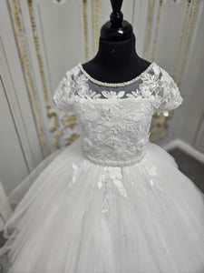 COMMUNION DRESS KINDLE EXCLUSIVE Sweetie Pie Girls White Communion Dress:-KD578