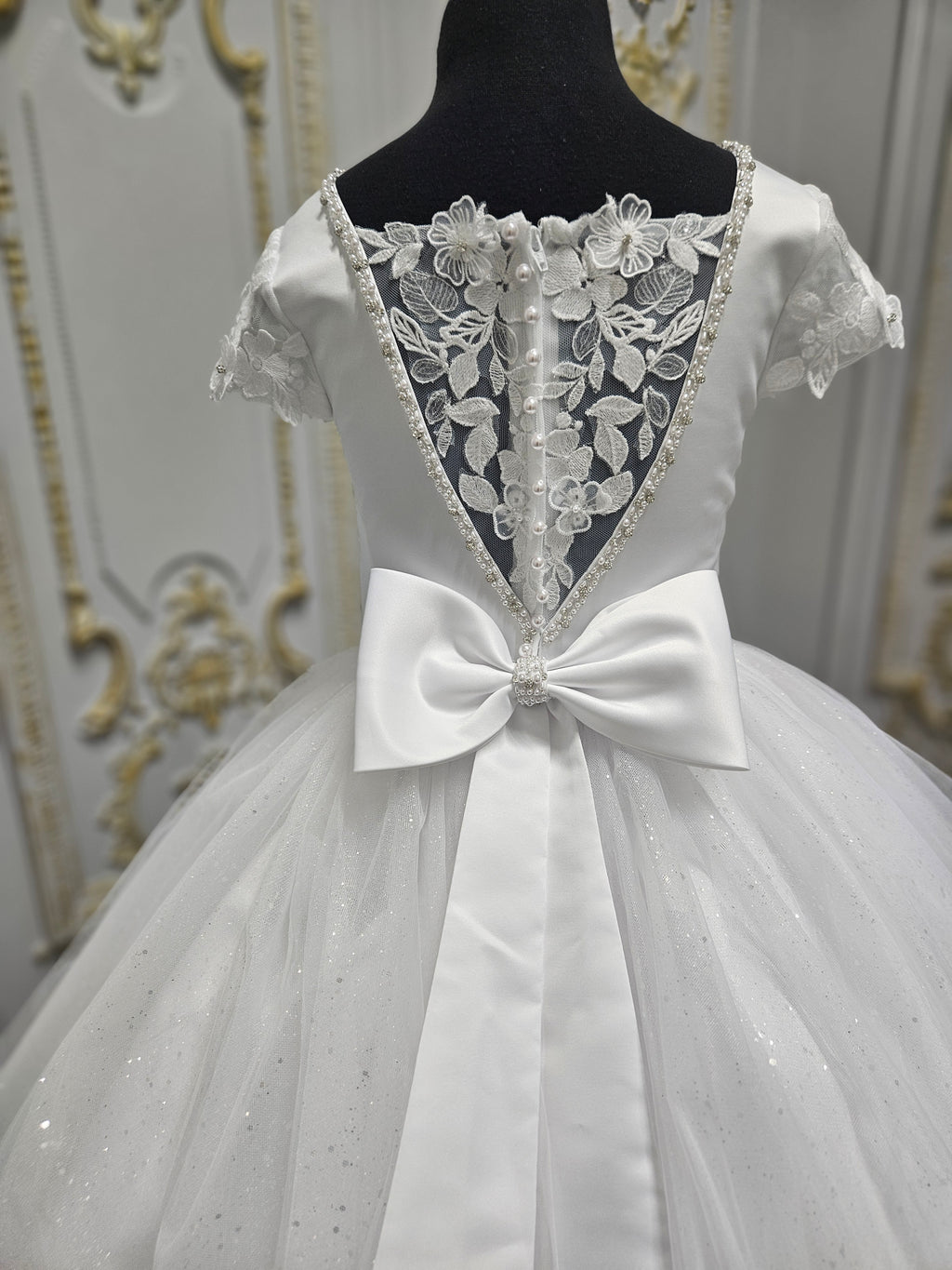COMMUNION DRESS KINDLE EXCLUSIVE Sweetie Pie Girls White Communion Dress:-KD578