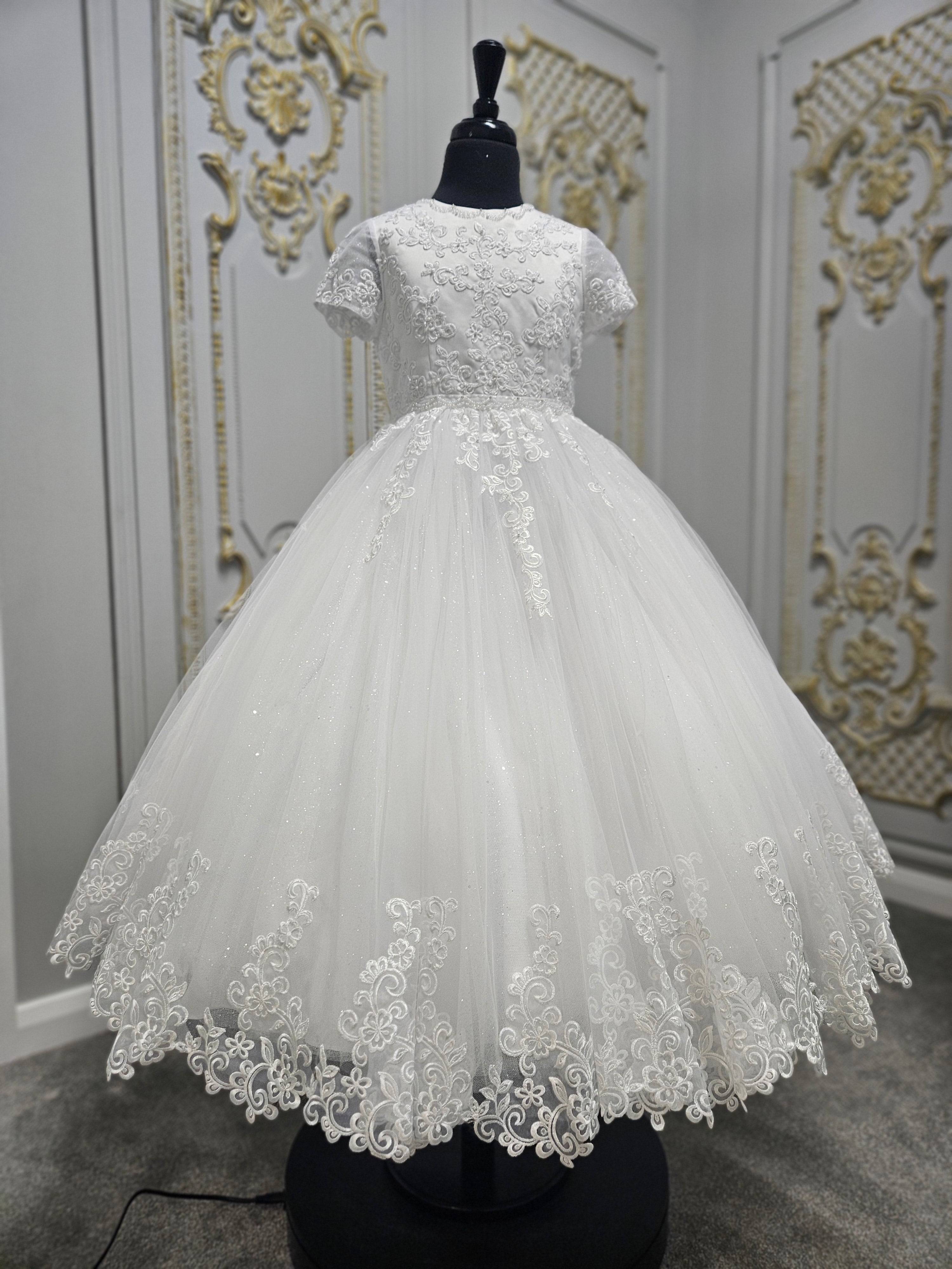 lace communion dresses ireland Premium Tulle and Lace Communion Dress Sleeves 12 Years