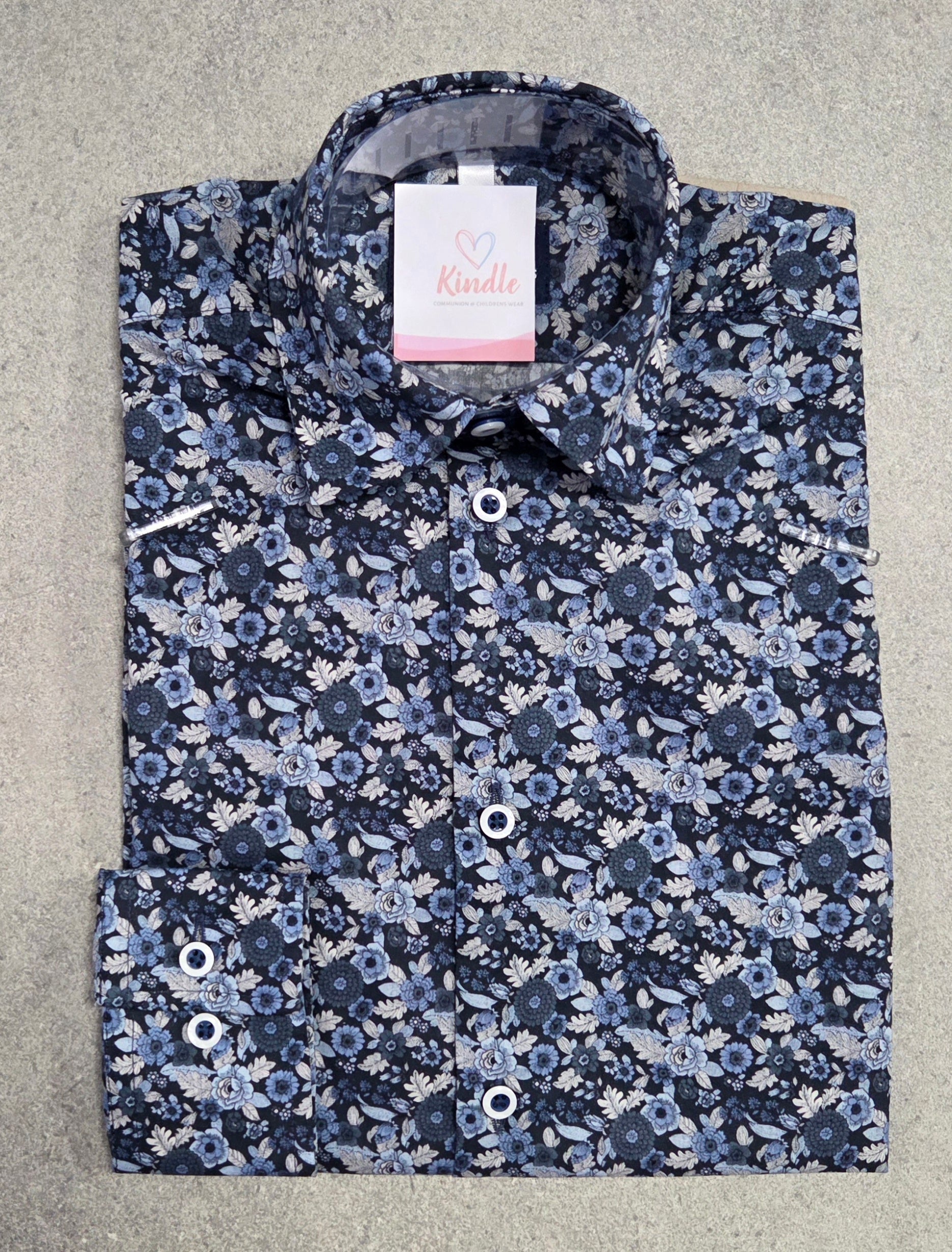 KINDLE PD Blue & Cream Floral Shirt