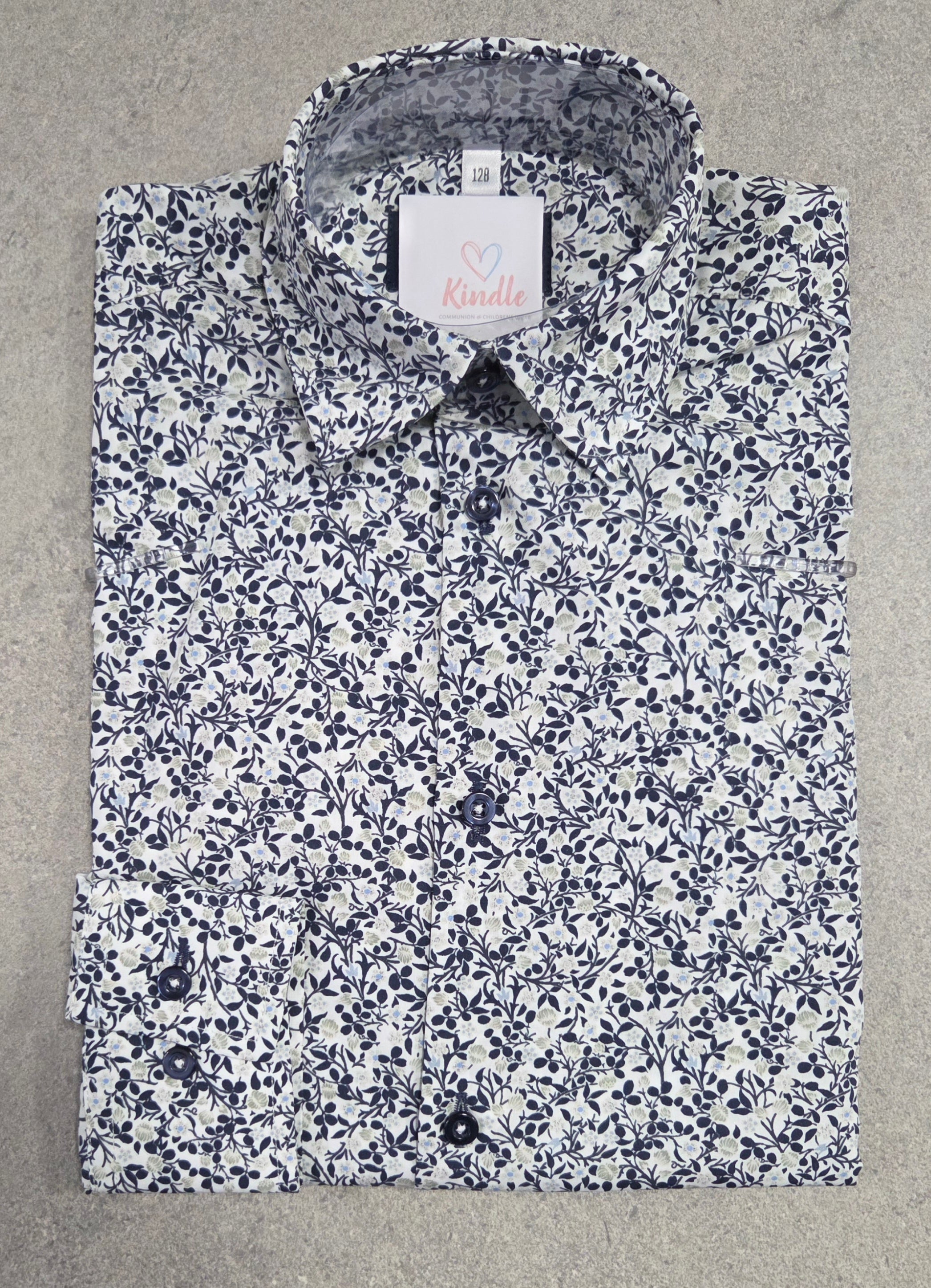 KINDLE PD Navy & Green Floral Shirt