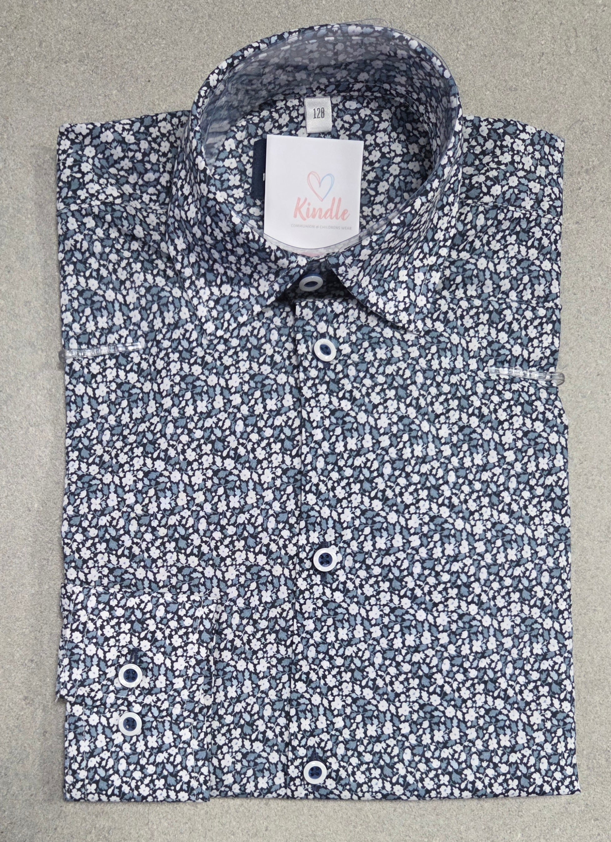 KINDLE PD Navy & Blue Micro Floral Shirt