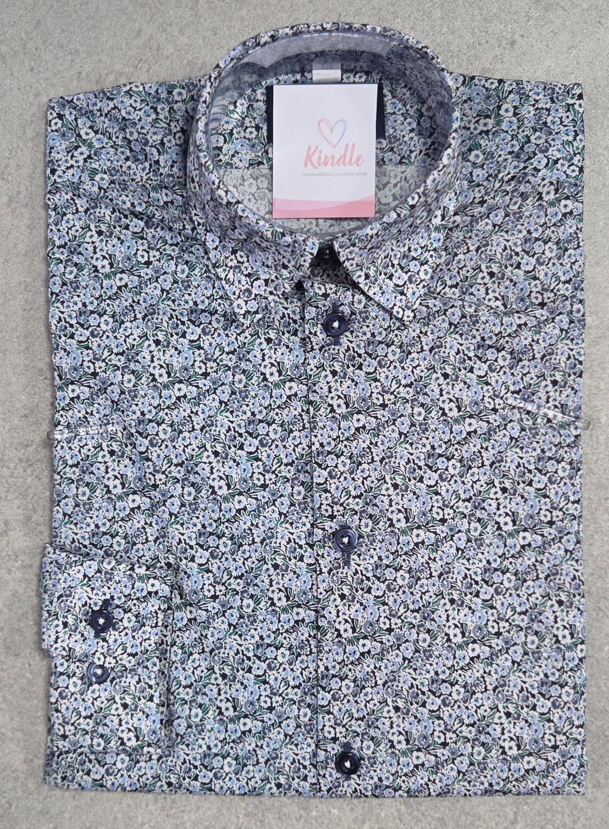 KINDLE PD Navy, Blue & Green Floral Shirt