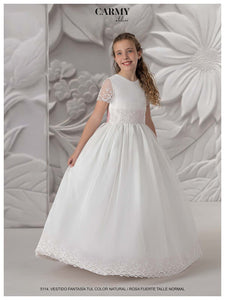 Carmy Girls Holy Communion Dress:- 5114 White