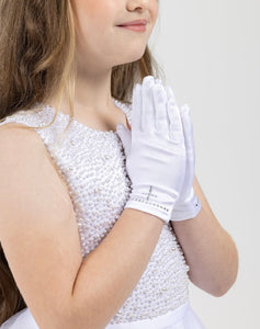 Sweetie Pie Girls White Communion Gloves :- G4