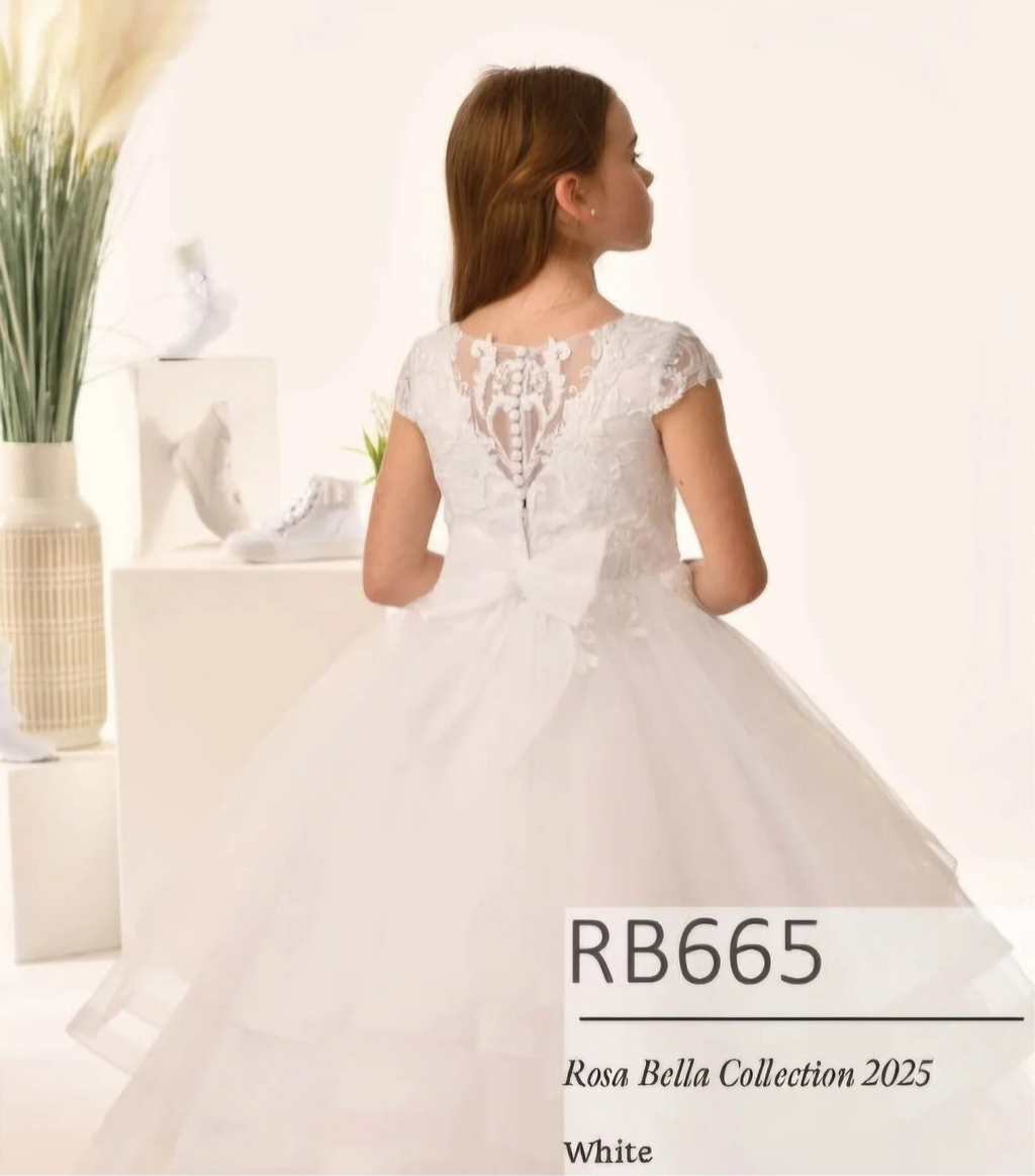 Rosa Bella By Sweetie Pie Girls White Communion Dress:- RB665
