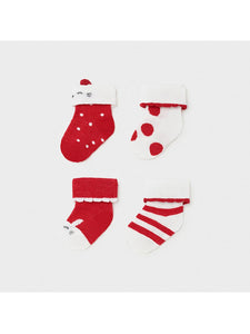 SUMMER SALE Mayoral Set of 4 Red & White Socks for Girl