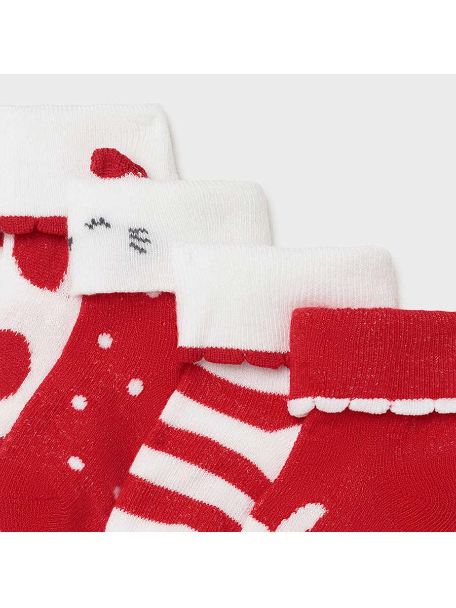 SUMMER SALE Mayoral Set of 4 Red & White Socks for Girl