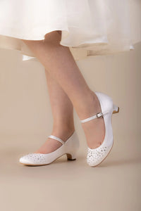 Perfect Bridal White Communion Shoes:- Ava Heel