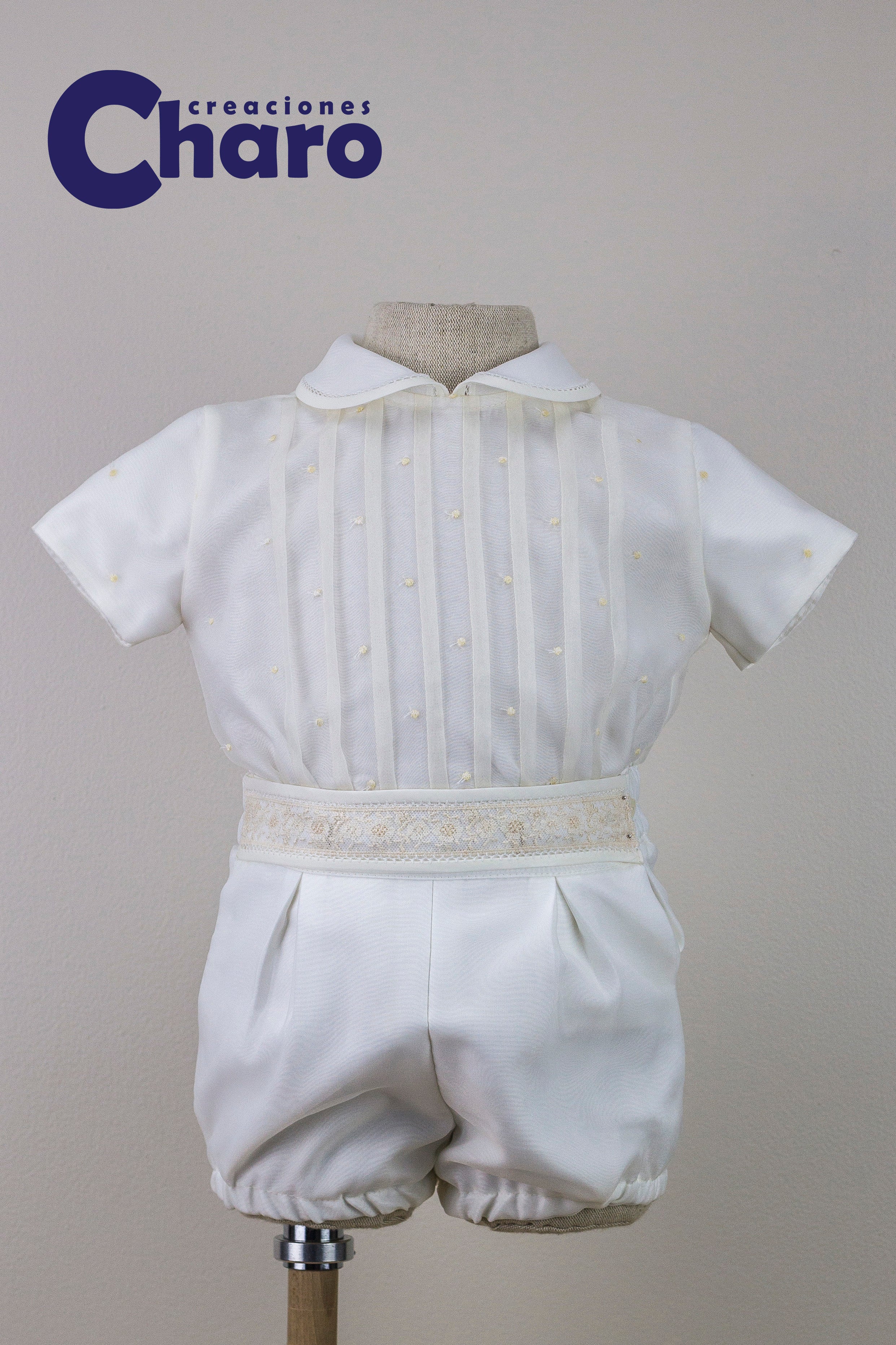 Boys Charo Conjunto Christening 2 Piece Set:- 476 Ivory