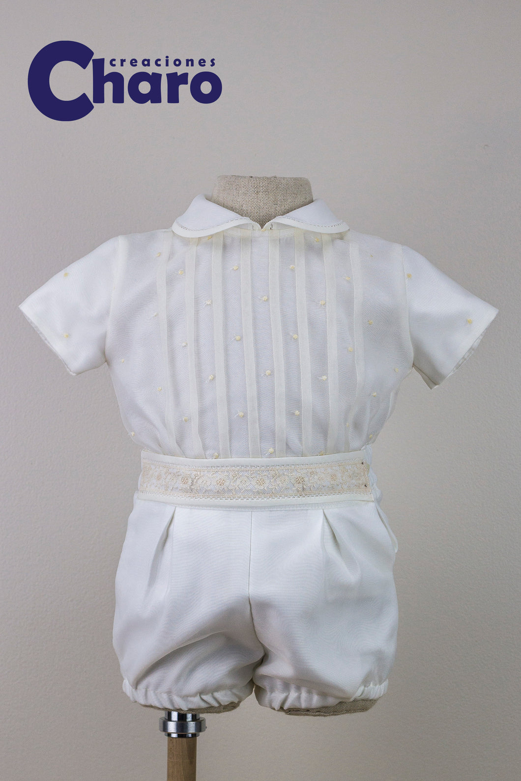 Boys Charo Conjunto Christening 2 Piece Set:- 476 Ivory