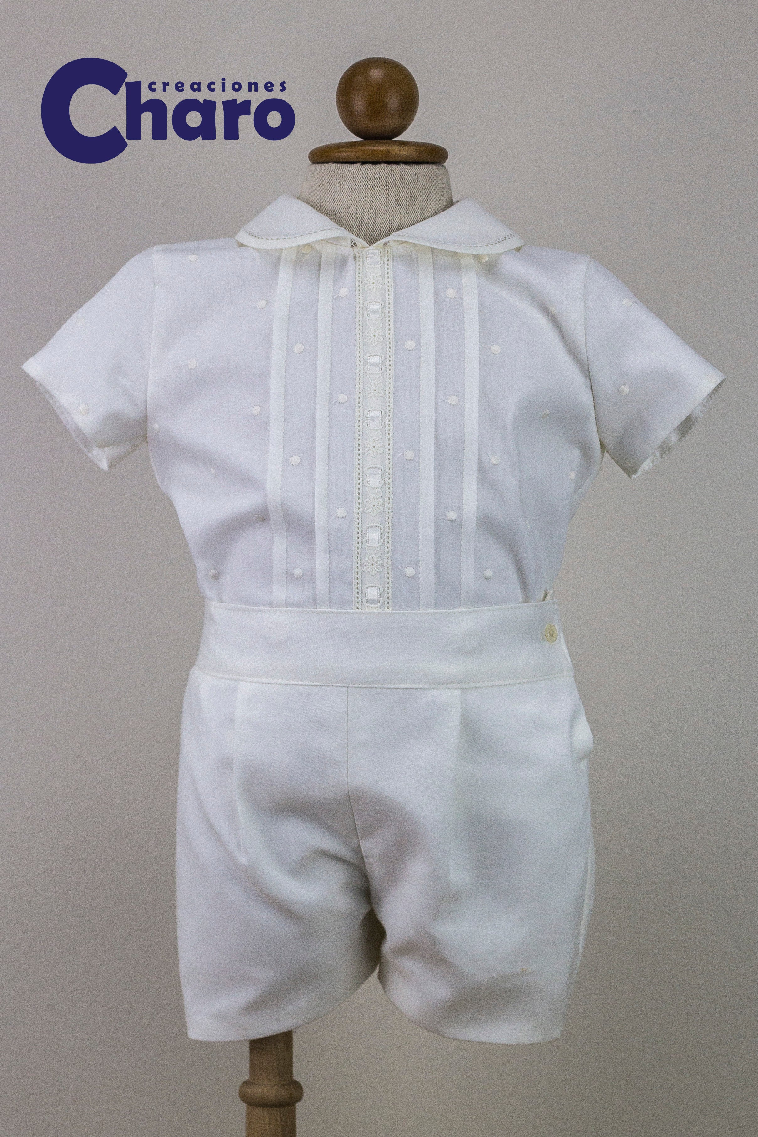 Boys Charo Conjunto Christening 2 Piece Set:- 481 Ivory