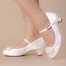 Load image into Gallery viewer, Perfect Bridal White Communion Shoes:- Faith Heel
