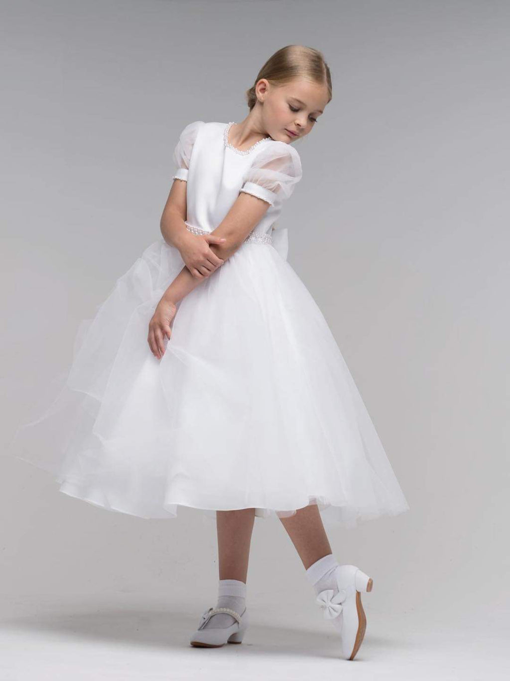Paula's Communion Girls White Communion Dress:- PJ49