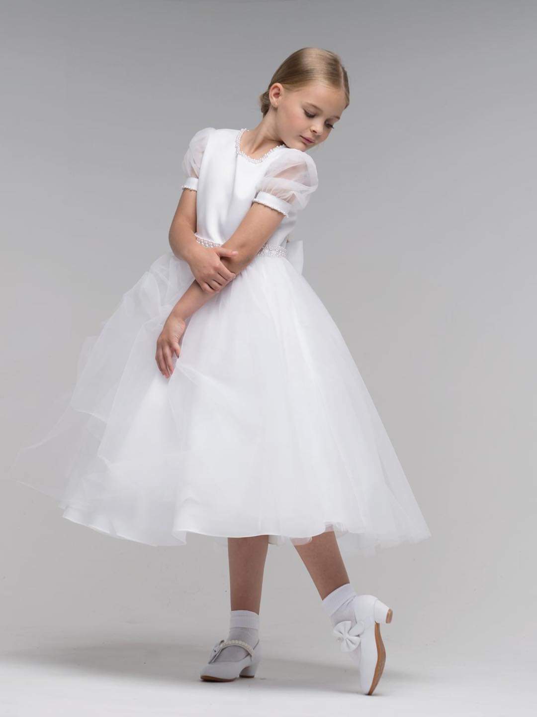Paula's Communion Girls White Communion Dress:- PJ49