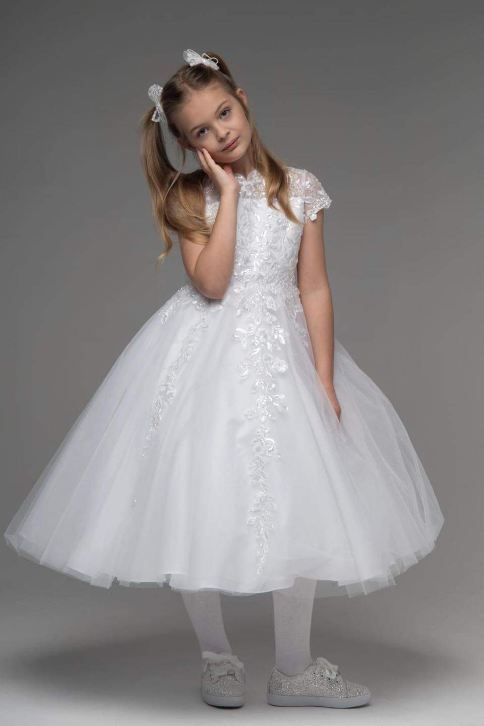 Paula's Communion Girls White Communion Dress:- PJ67